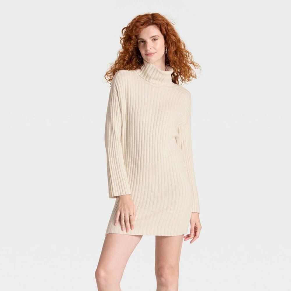 A New Day - Women's Mini Sweater Dress - A New Day Oatmeal S Beige